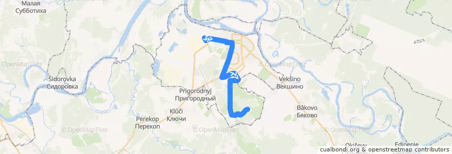 Mapa del recorrido 9 de la línea  en Kirovo-Chepetsk.
