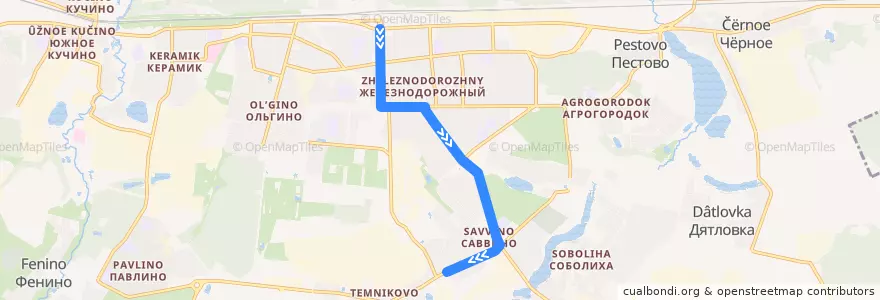 Mapa del recorrido Автобус 1: станция Железнодорожная - Саввино de la línea  en городской округ Балашиха.