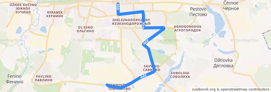 Mapa del recorrido Автобус 14: станция Железнодорожная - Темниково de la línea  en городской округ Балашиха.