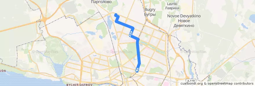 Mapa del recorrido Троллейбус № 21: Площадь Мужества - Улица Жени Егоровой de la línea  en Санкт-Петербург.
