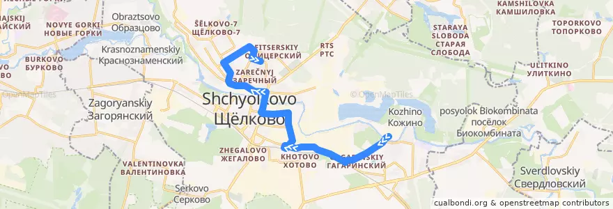 Mapa del recorrido Автобус 1: Завод ЖБК => Полевая улица de la línea  en городской округ Щёлково.