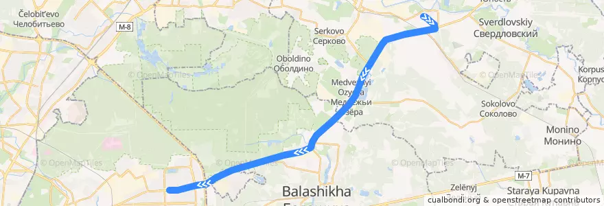 Mapa del recorrido Автобус 378: Щёлково (улица Стефановского) => Москва (метро «Щёлковская») de la línea  en محافظة موسكو.
