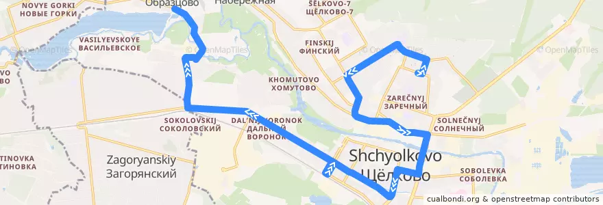 Mapa del recorrido Автобус 2: Полевая улица => Образцово (через Площадь) de la línea  en городской округ Щёлково.
