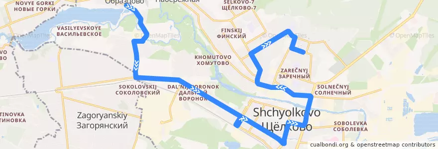 Mapa del recorrido Автобус 2: Образцово => Полевая улица (через Площадь) de la línea  en городской округ Щёлково.