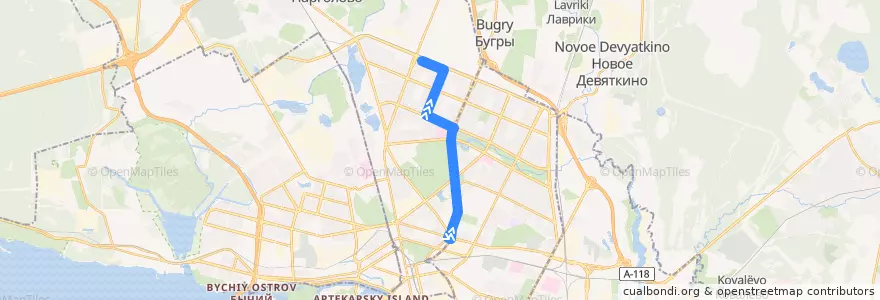 Mapa del recorrido Троллейбус № 4: Площадь Мужества => Придорожная аллея de la línea  en Санкт-Петербург.