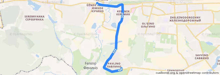 Mapa del recorrido Автобус 11: Павлино - Кучино de la línea  en городской округ Балашиха.