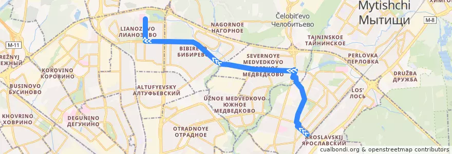 Mapa del recorrido Автобус 601: Станция Лосиноостровская => Абрамцевская улица de la línea  en Северо-Восточный административный округ.