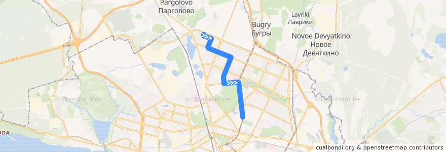 Mapa del recorrido Автобус № 143: улица Жени Егоровой => станция метро "Политехническая" de la línea  en Выборгский район.