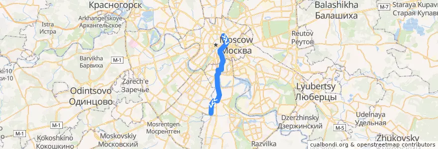 Mapa del recorrido Трамвай 3: Метро «Чистые пруды» => Балаклавский проспект de la línea  en Москва.
