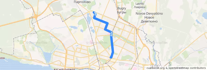 Mapa del recorrido Троллейбус № 21: улица Жени Егоровой - Площадь Мужества de la línea  en Санкт-Петербург.