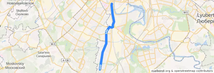 Mapa del recorrido Трамвай 16: Улица Академика Янгеля => Новоданиловский проезд de la línea  en Москва.