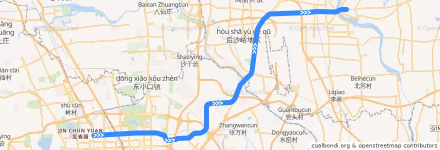Mapa del recorrido Subway 15: 望京西 => 俸伯 de la línea  en 北京市.