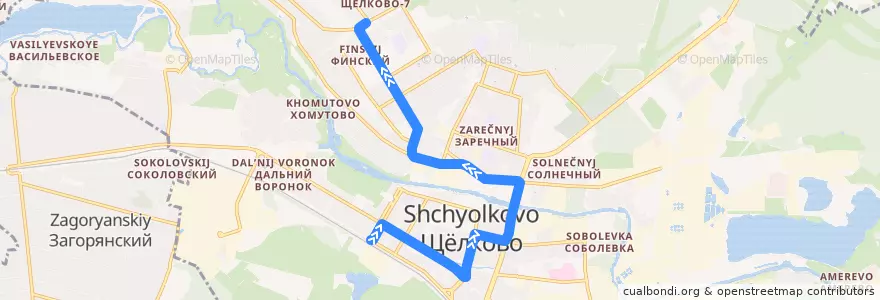 Mapa del recorrido Автобус 7: Платформа Воронок => Щёлково-7 de la línea  en городской округ Щёлково.