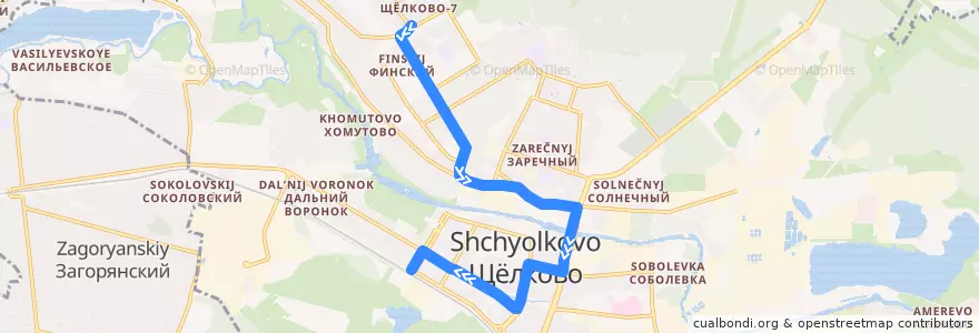 Mapa del recorrido Автобус 7: Щёлково-7 => Платформа Воронок de la línea  en городской округ Щёлково.