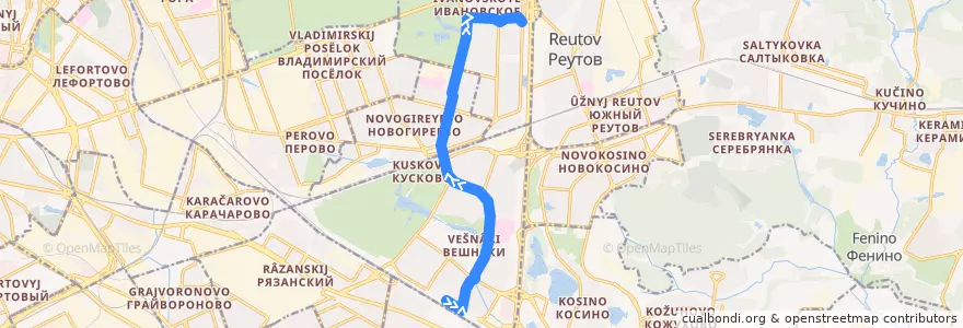 Mapa del recorrido Троллейбус 64: Метро «Выхино» => Ивановское de la línea  en Восточный административный округ.
