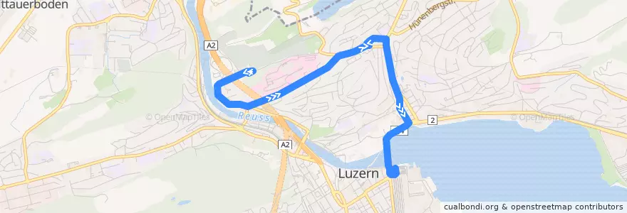 Mapa del recorrido Bus 19: Luzern, Friedental => Luzern, Bahnhof de la línea  en Luzern.