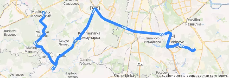 Mapa del recorrido Автобус 1039: Московский - МКГЗ de la línea  en Distretto Federale Centrale.