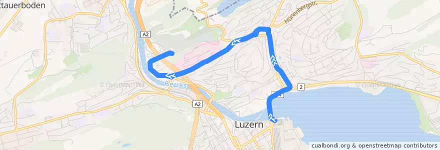 Mapa del recorrido Bus 19: Luzern, Bahnhof => Luzern, Friedental de la línea  en Luzern.