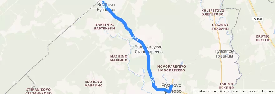 Mapa del recorrido Автобус 28: Булаково — Фряново de la línea  en городской округ Щёлково.