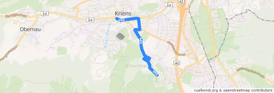 Mapa del recorrido Bus 15: Kriens, Sidhalde => Kriens, Busschleife de la línea  en Kriens.