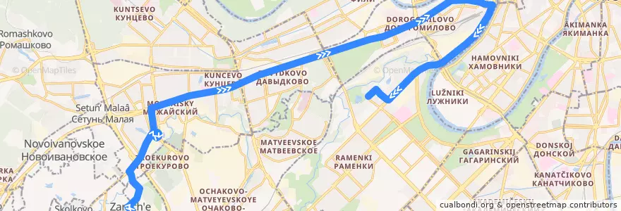 Mapa del recorrido Автобус 205: Торговый центр - улица Довженко de la línea  en Западный административный округ.