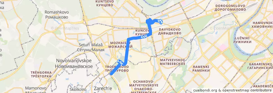 Mapa del recorrido Автобус 612: улица Герасима Курина - Троекуровское кладбище de la línea  en Западный административный округ.