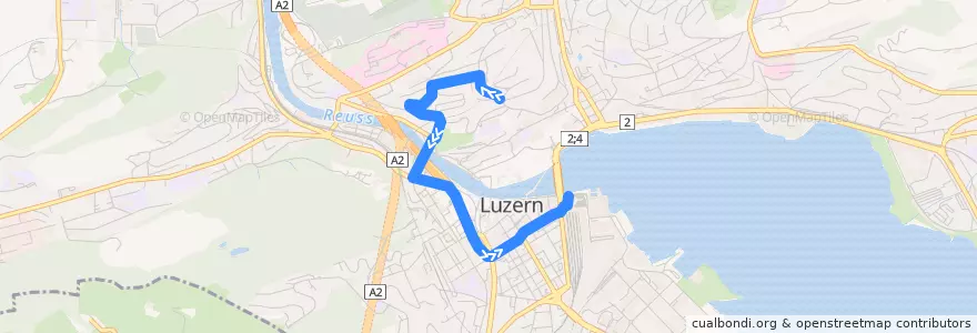 Mapa del recorrido Bus 9: Luzern, Bramberg => Luzern, Bahnhof de la línea  en Lucerna.