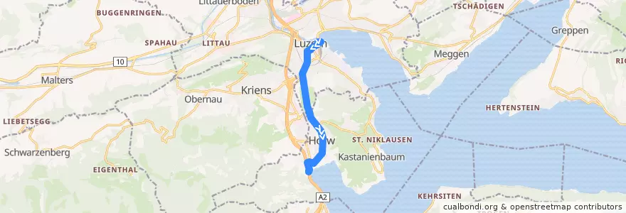 Mapa del recorrido Bus 20: Luzern, Bahnhof => Horw, Ennethorw de la línea  en Luzern.