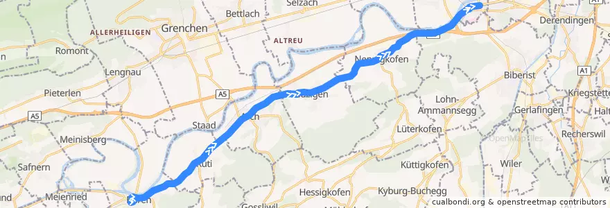 Mapa del recorrido Bus 8: Büren an der Aare => Solothurn de la línea  en Schweiz.