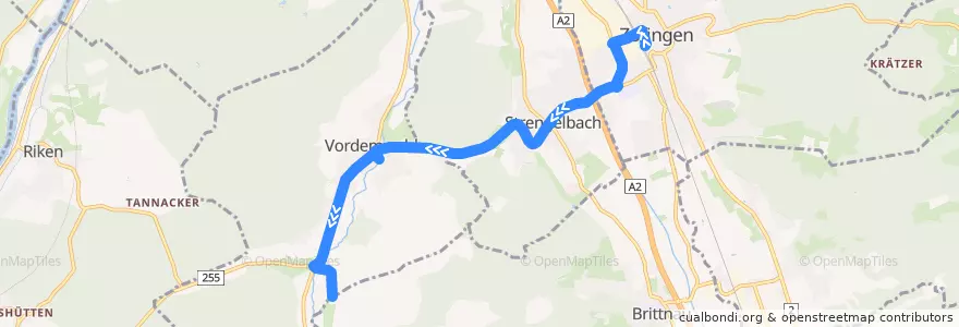 Mapa del recorrido Bus 6: Zofingen => Vordemwald de la línea  en Bezirk Zofingen.
