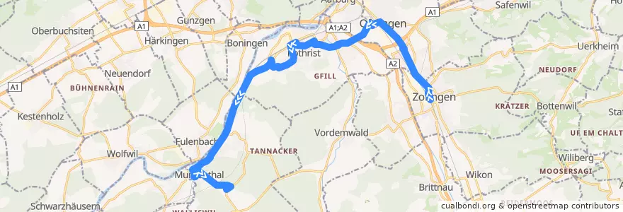 Mapa del recorrido Bus 3: Zofingen => Glashütten de la línea  en Bezirk Zofingen.