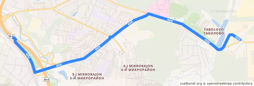 Mapa del recorrido Видное Троллейбус №4: МКГЗ - Расторгуево de la línea  en Ленинский район.