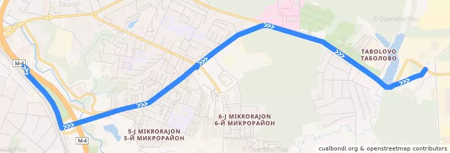 Mapa del recorrido Видное Троллейбус №4: Расторгуево - МКГЗ de la línea  en Ленинский городской округ.