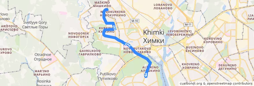 Mapa del recorrido Автобус №268: метро "Планерная" - 12-й микрорайон Куркина de la línea  en Москва.