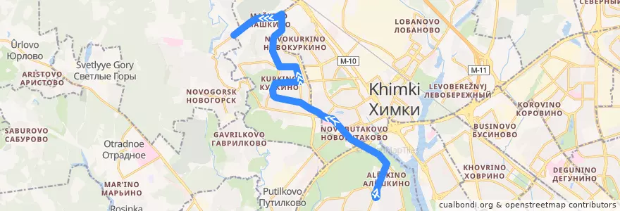 Mapa del recorrido Автобус №268К: метро "Планерная" - Городок ЮРМА de la línea  en Москва.