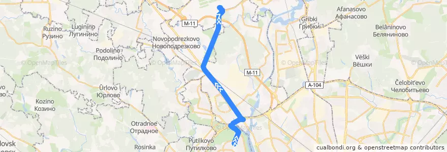Mapa del recorrido Автобус №817: метро "Планерная" - аэропорт "Шереметьево" de la línea  en Центральный федеральный округ.