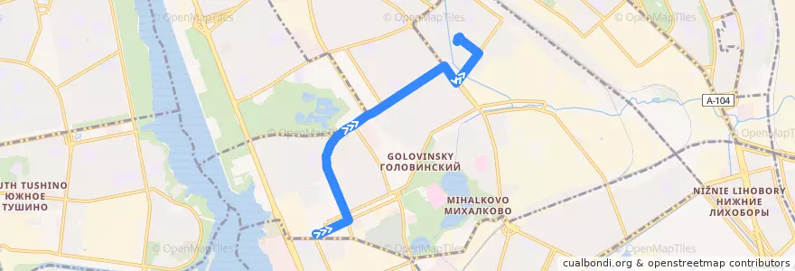 Mapa del recorrido Автобус №70: метро "Водный Стадион" - Сенежская улица de la línea  en Головинский район.
