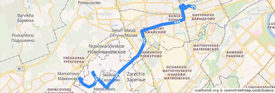 Mapa del recorrido Автобус 867: улица Герасима Курина - Сколково de la línea  en Западный административный округ.