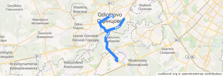 Mapa del recorrido Автобус 1043: Аэропорт Внуково - Одинцово de la línea  en Distrito Federal Central.