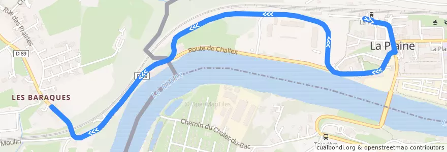 Mapa del recorrido Bus T: La Plaine-Gare → Challex-La Halle de la línea  en .