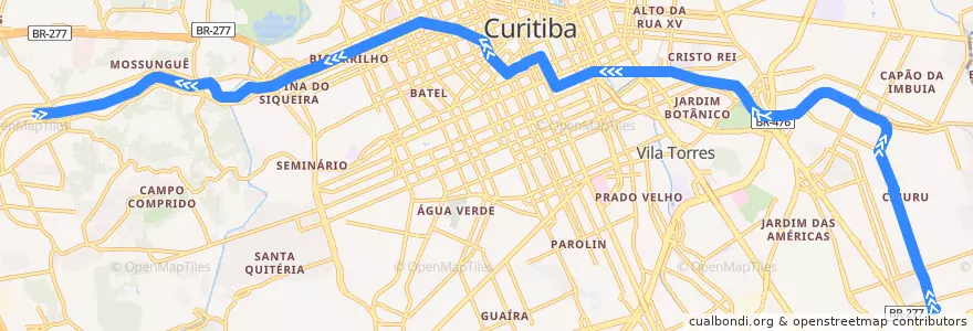 Mapa del recorrido Centenário / Campo Comprido de la línea  en Куритиба.