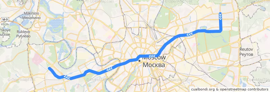 Mapa del recorrido Арбатско-Покровская линия de la línea  en Moscou.