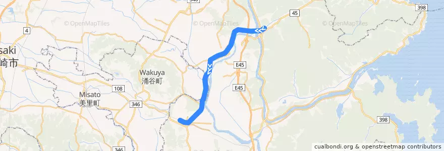 Mapa del recorrido JR気仙沼線 de la línea  en Préfecture de Miyagi.
