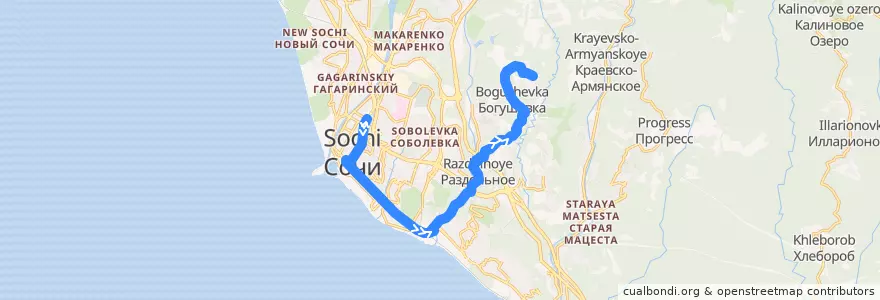 Mapa del recorrido Автобус №103 (Автовокзал-Богушевка) de la línea  en городской округ Сочи.