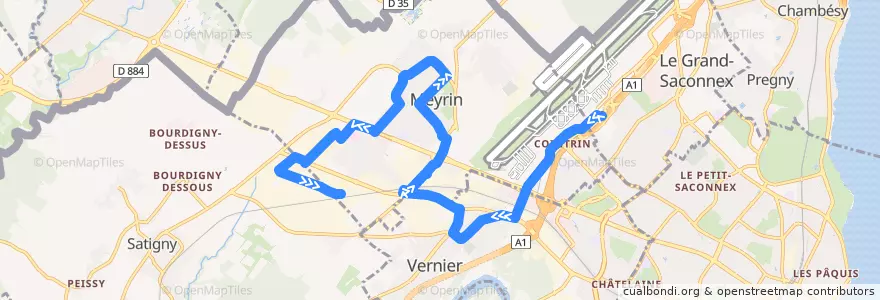Mapa del recorrido Bus 57: Aéroport → ZIMEYSA-Gare de la línea  en Genf.
