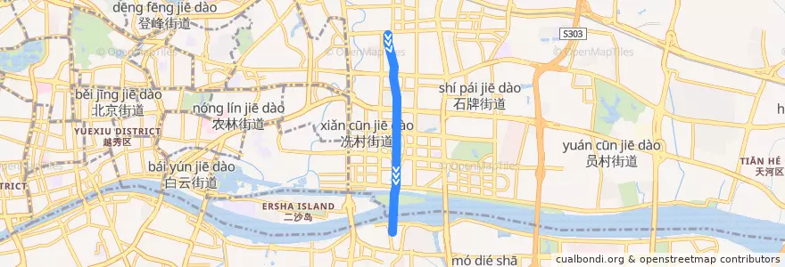 Mapa del recorrido APM线 de la línea  en 天河区.
