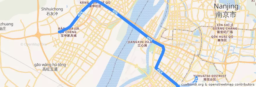 Mapa del recorrido 南京地铁10号线: 安德门 => 雨山路 de la línea  en 南京市.