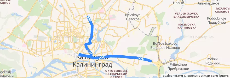 Mapa del recorrido Троллейбус 7: Зелёная улица - Автоцентр Тойота de la línea  en городской округ Калининград.
