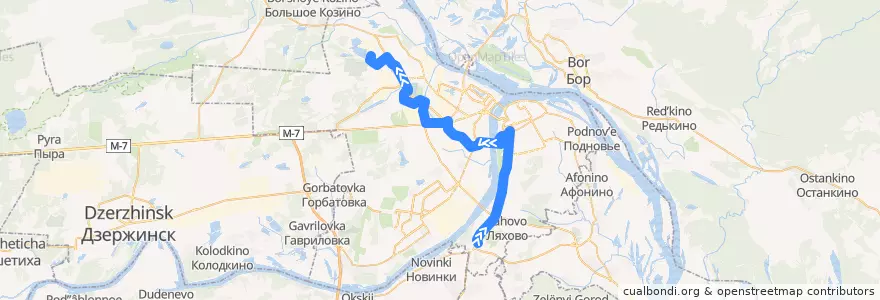 Mapa del recorrido Автобус 12: Автовокзал «Щербинки» => ЗКПД-4 de la línea  en городской округ Нижний Новгород.