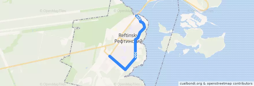 Mapa del recorrido Служебный Рефт ГРЭС de la línea  en Рефтинский городской округ.